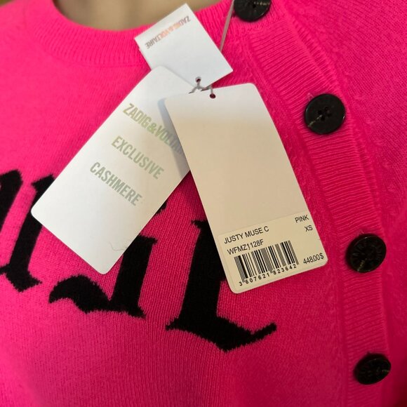 NWT 🦋 Zadig & Voltaire Cashmere Holiday Party Cocktail Sweater Pullover Pink XS - Picture 5 of 8